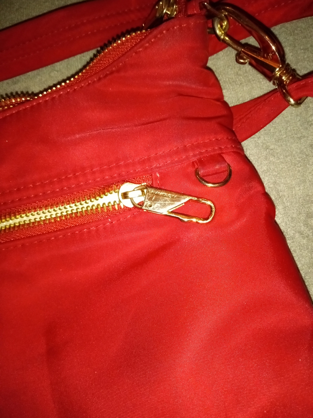 Travelon Red Shoulder Bag with Gold Hardware - Picture 3 of 4